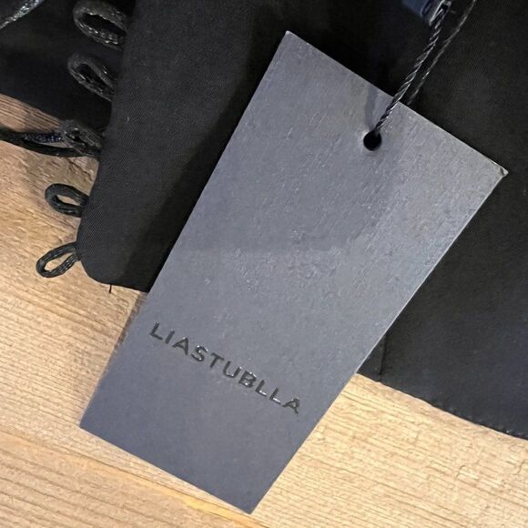 LIA STUBLLA Black One Shoulder High Slit Dress Size 0-2 XS NWT - Picture 10 of 12